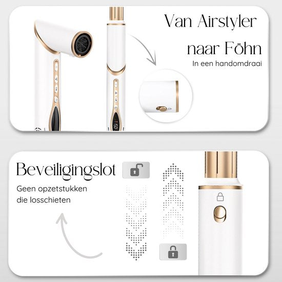 Sansbeauté® 7-in-1 Airstyler - Multistyler - Fohnborstel Kort Haar - Haarstyler - Haardroger - Föhnborstel - Warmteborstel - Krulborstel - Krultang - Stijlborstel - Coldshot - Roterende Kabel