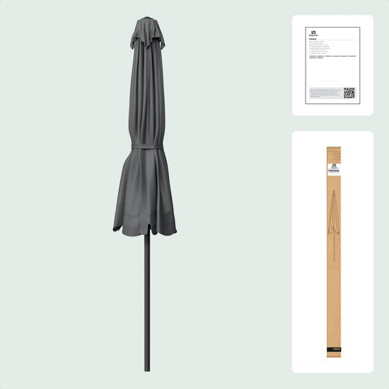 LifeGoods Parasol - Tuin - Balkonparasol - 200x125cm - 30° Kantelbaar - Waterdicht - UPF50+ - Donkergrijs