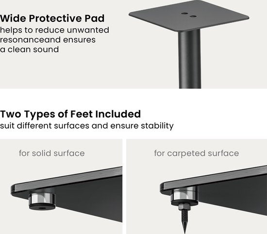 VDD Gaming Speaker Standaard - Universele Speaker Standaard - Vloerstandaard - Luidspreker Standaard - set van 2 stuks - 76.5 cm hoog - 25 kg belastbaar