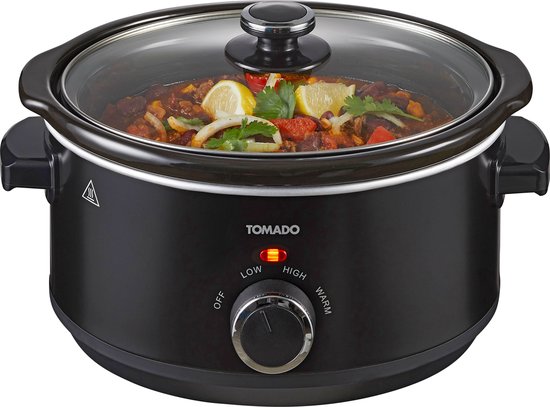 Tomado TSC3501B - Slowcooker - 3,5 liter - Keramische binnenpan - 3 warmtestanden - Warmhoudfunctie - PFAS vrij - Zwart