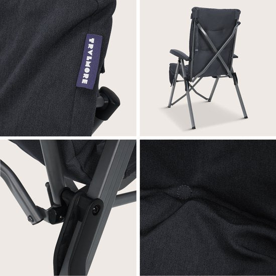 TRVLMORE Campingstoelen Luxe - Opvouwbaar - 2-Pack - 150KG Draagvermogen - Incl. Draagtas - Klapstoel - Kampeerstoel - Vouwstoel - Grijs