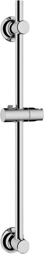 WENKO Douchestang RVS chroom, lengte 70cm, diameter 22mm, met douchekophouder en 2 wandsteunen - Glijstang chroom - Bevestigen zonder boren