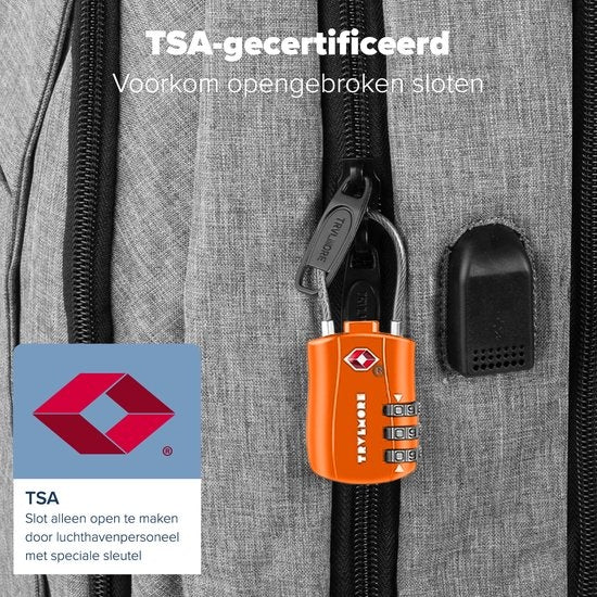 TRVLMORE Kofferslot - TSA Reisslot - Hangslot - 3 Cijferig - 2 Stuks - Cijferslot - Oranje