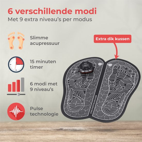 Nuvance - Voetmassage Apparaat met Display - EMS Massage Mat - Stimuleert Bloedsomloop - Massageapparaten - Draadloos - 54 standen - Zwart