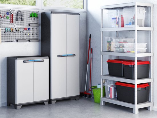 Keter Linear Utility Opbergkast - 68x173x39 cm - Grijs/Zwart