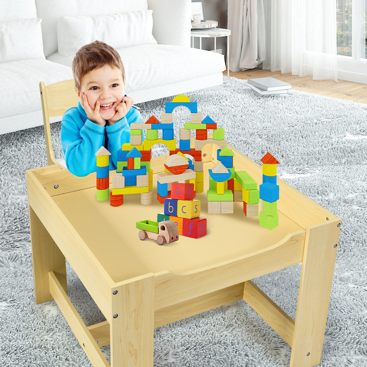 Coast Kindertafel met 2 Stoelen - 2-in-1 Tafelblad - 3 tot 7 jaar oud