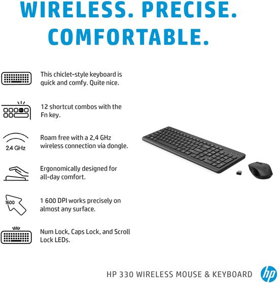 HP 330 - Draadloos Toetsenbord en Muis - Qwerty - Zwart