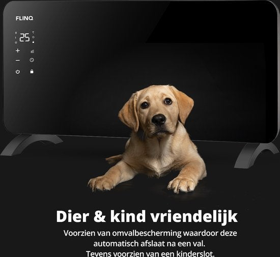 FlinQ Slimme Paneelverwarmer met WiFi - Verwarming elektrisch - Verwarmingspaneel - Elektrische kachel - Convectorkachel - Portable Heater - 2000W - Zwart