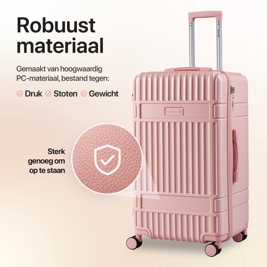 SKYCASES Trunk Reiskoffer – Classic Heritage – Extra Grote Koffer – 110L – TSA Slot – Lichtgewicht Trolley – 78x44x36 cm – Trunk Rolkoffer – Spinner Wielen – Roze