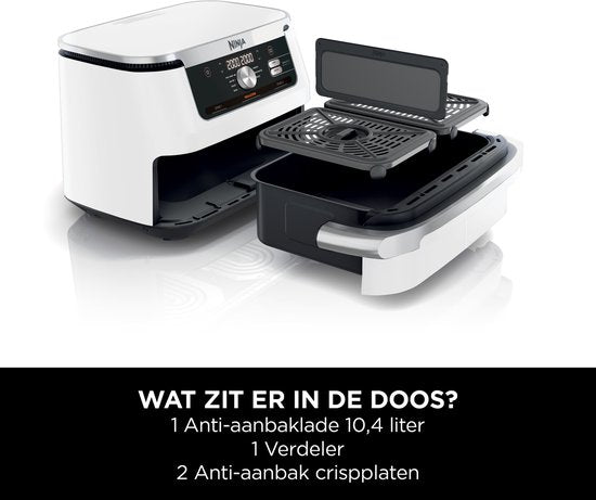 Ninja Foodi FlexDrawer Mega Dubbele Airfryer XXL - 10.4 Liter - Twee Kookvakken of Één MegaZone - Heteluchtfriteuse - Wit - AF500EUWH