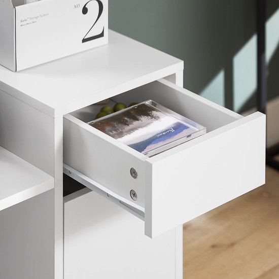 SoBuy ASK02-W Bureaukast - Witte Printerkast met Laden & Wieltjes