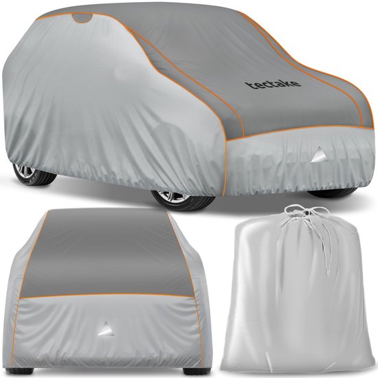 tectake® Autohoes - Autozeil voor Buiten - Hagelbescherming - Waterdicht Deken met 3 Verstelbare Spanbanden - Ademend - Auto Beschermhoes met Opbergtas - Compatibel met vele modellen - Afmeting (LxBxH) 520 x 185 x 145 cm - Voor SUV of Busje