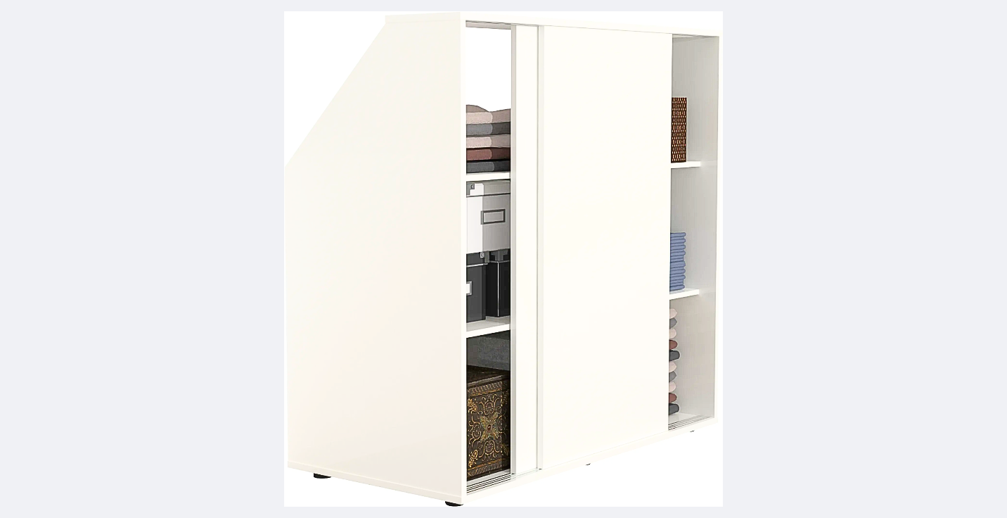 VDD Witte schuine wand kast 100×100×50 cm – compacte opbergkast voor zolder of slaapkamer