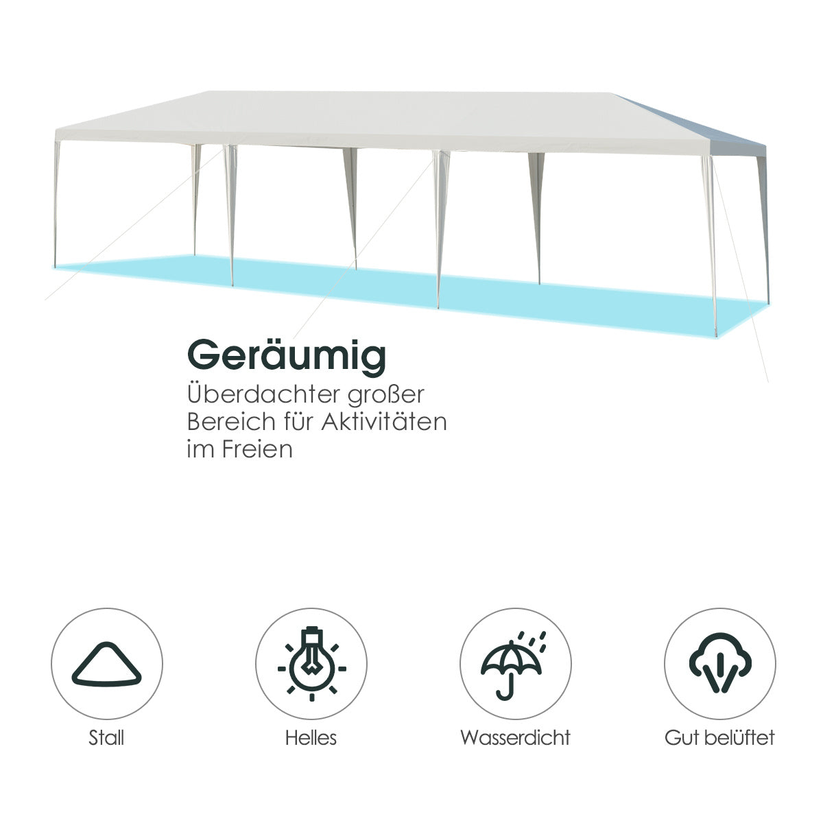 Coast Partytent - Paviljoen - Waterdicht - 300 x 900 cm - Wit