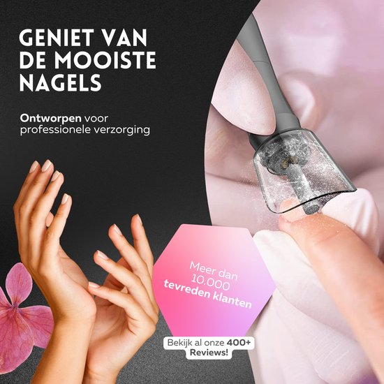 Beeperfect® Draadloze Elektrische Nagelvijl Pro Edition - Nagelfrees - Manicure en Pedicure set - Oplaadbaar - 11 Bitjes en 60 Schuurrolletjes - 30.000RPM