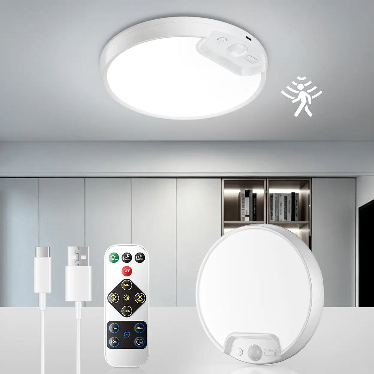Homelist Bewegingssensor Plafondlamp 8 Inch met Afstandsbediening