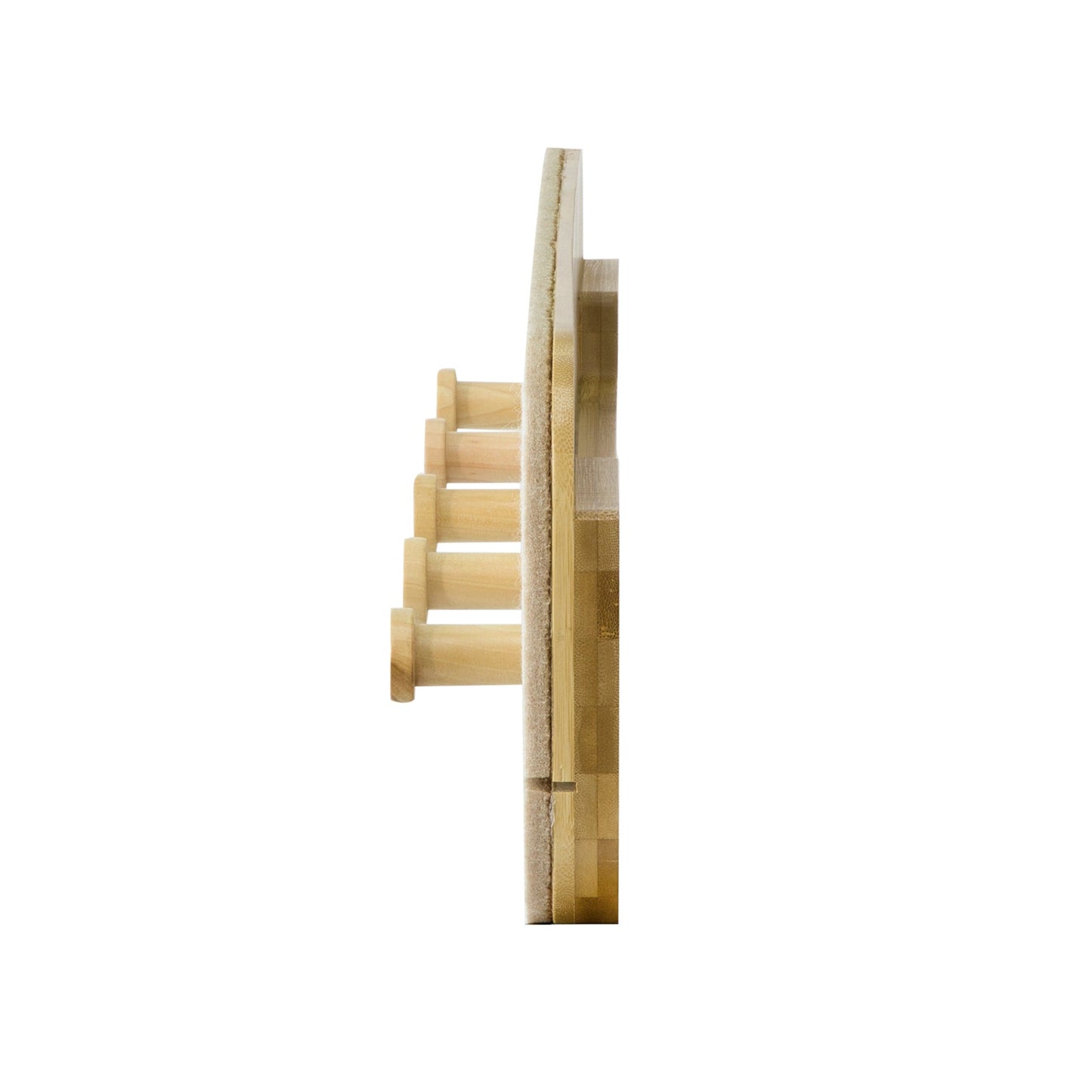 SoBuy Wandkapstok met 5 Haken - Bamboe en Vilt - 55 x 3 x 19 cm