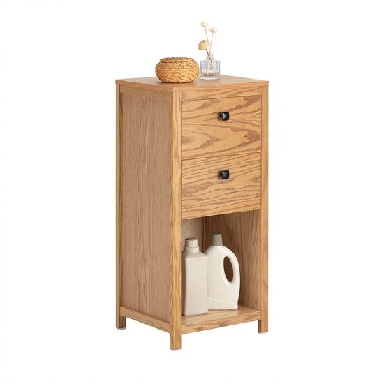 SoBuy Badkamerkast met 2 Lades en Open Vak - Smal en Laag - 40 x 35 x 90 cm