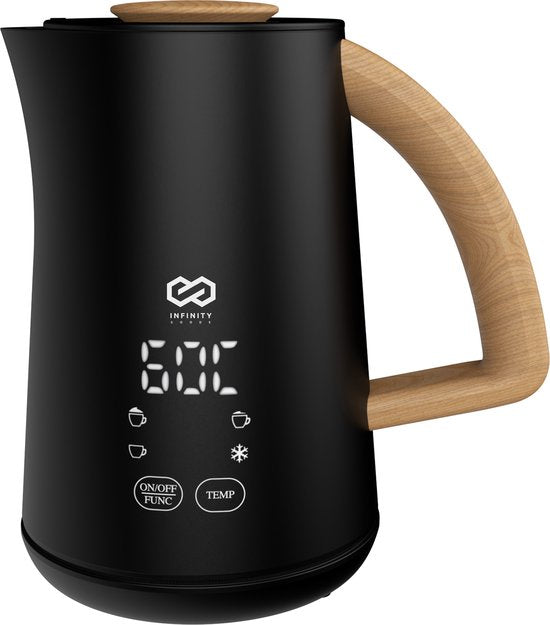 Infinity Goods Melkopschuimer - Elektrisch - 4 Functies - 500ML - Melkschuimer - Verwarmen - Antikleeflaag - Zwart
