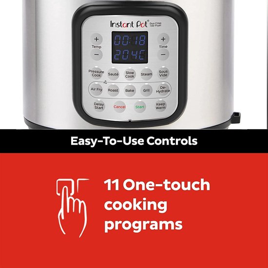 Instant Pot Duo Crisp 5,7L Multicooker + Airfryer - 11-in-1 - Snelkookpan - Slowcooker - Sous-vide - Air Fry - Stomen - Bakken - Tot 6 Porties