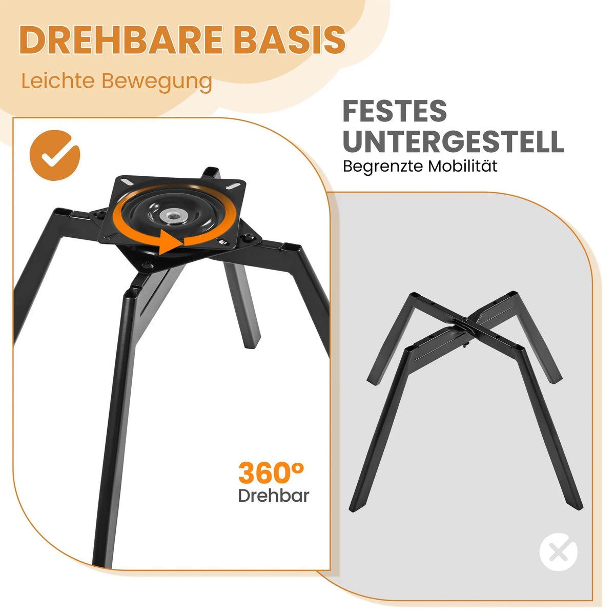 Yaheetech Draaistoel Bloemvormig – Voorzien Van 360° Draaimechanisme En Verwijderbaar Zitkussen En X-Vormige Metalen Voet – Voor Slaapkamer En Thuiskantoor – Wit Bouclé En Metaal – 57 x 61 x 75 cm