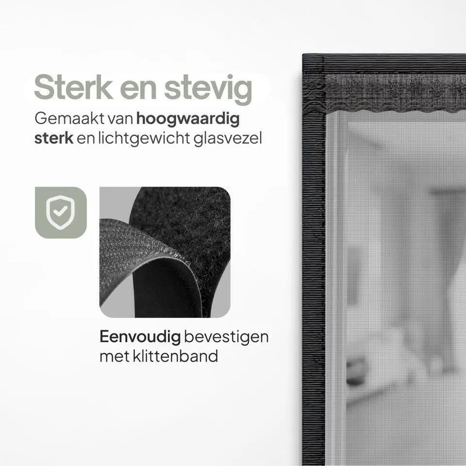 O'DADDY Deurgordijn Deluxe Fiber Magnetisch Vliegengordijn – Voorzien Van Zelfsluitend Mechanisme En Geen Zichtbare Banen En Complete Klittenband Bevestiging – Voor Kinderen En Huisdieren – Zwart Glasvezel – 92 x 230 cm