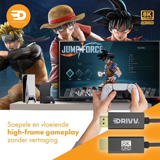 HDMI Kabel 2.1 - Ultra HD High Speed - HDMI naar HDMI - Geschikt voor Xbox Series X & PS5 - 2 meter - Nylon - Grijs