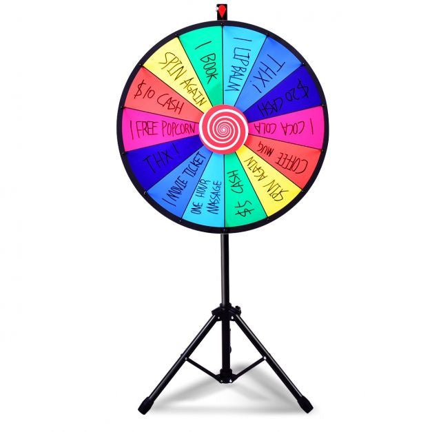 Coast Rad van Fortuin - Draaiwiel - Zelf Schrijven - Ø60 cm - met tripod standaard - 14 vakjes