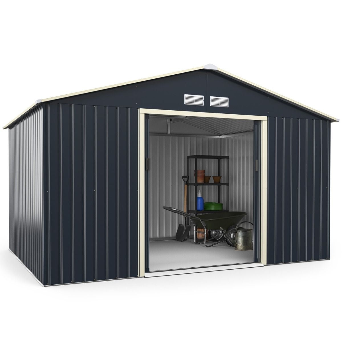 Coast Opbergschuur – Met Schuifdeur & Ventilatiesleuven – 340 x 255 x 210 cm – Metaal