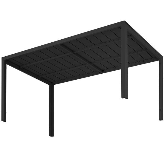 tectake® - Tuintafel 150 x 90 x 74,5 cm - Weerbestendig, eenvoudige montage - Verstelbaar - Aluminium frame met kunststof tafelblad - zwart