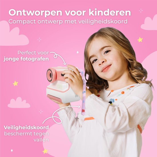 Nuvance - Kindercamera - Speelgoed Camera Kinderen - Incl. 32 GB SD Kaart - Foto & Video - Foto Printer - Digitale Kinder Camera - Fototoestel voor Kinderen - Kindercamera's - Roze