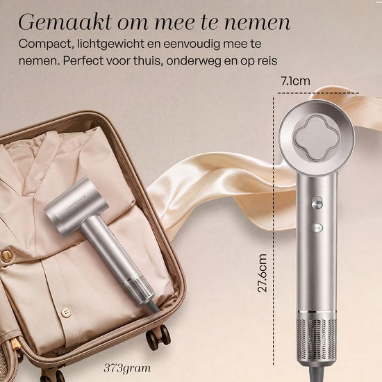 Sansbeauté® Föhn met Diffuser - Krullen - 110.000RPM - Ionische Haardroger met Borstel - 3 Standen - 3 Opzetstukken - Reisföhn - Sèche Cheveux - Krul Feun Set - Haarföhn met Defuser - Hair Blow Dryer - Kappersfohn - 2000W