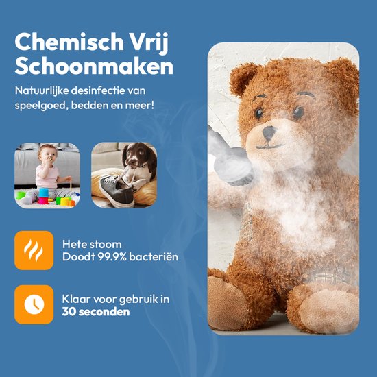 BOLLIT 16 in 1 Stoomreiniger 1500W - Handstomer - Tapijtreiniger - Vlekkenreiniger- Stoomreinigers - Handstoomreiniger - Vloerreiniger - Stoommop - Stoomdweil - Vloer, Bank, Badkamer, en Tapijt Reinigen