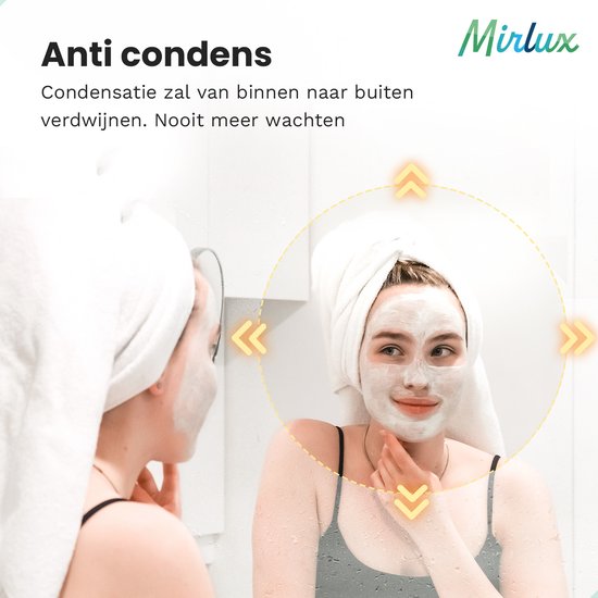 Mirlux Badkamerspiegel met LED Verlichting & Verwarming – Rond – Anti Condens Douchespiegel - Goud Frame - 80CM