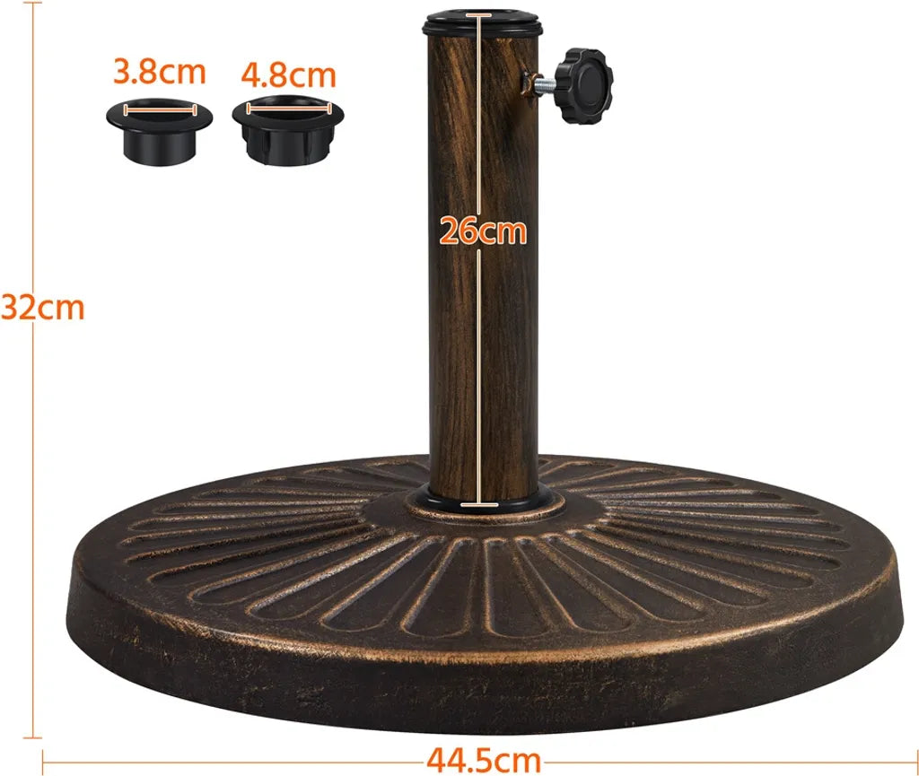 Yaheetech Parasolvoet 10 kg Ø46 cm - Brons - Ronde Parasolstandaard voor Parasolstokken Ø38/48 mm