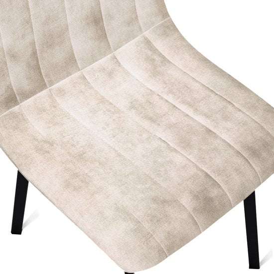 Multifurn - Eetkamerstoel 'Minsk' (Velvet, Taupe, Set van 2)