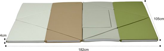 Sunny Davi Foam Speelset – Opvouwbare Foam Mat– Bouwset, Tent & Speelmat – Speeltent in Beige en Groen – Softplay - Montessori Speelgoed – Vanaf 12 maanden – Veilig Spelen