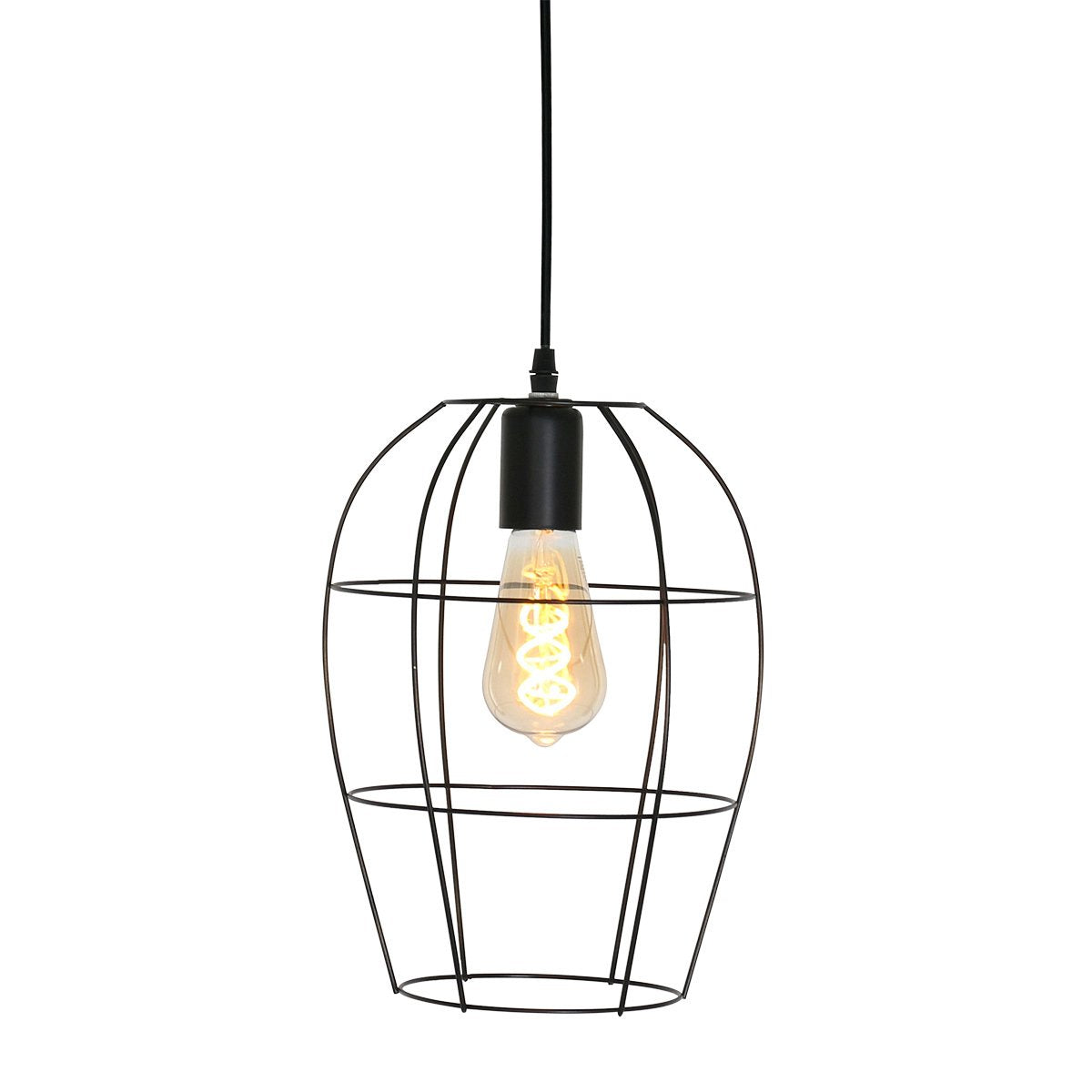 Hanglamp Minimalics 2705ZW – Zwart, verstelbaar van 35 cm tot 185 cm, Scandinavisch design, met E27 fitting, van merk Mexlite, gemaakt van metaal, kunststof en elektronica