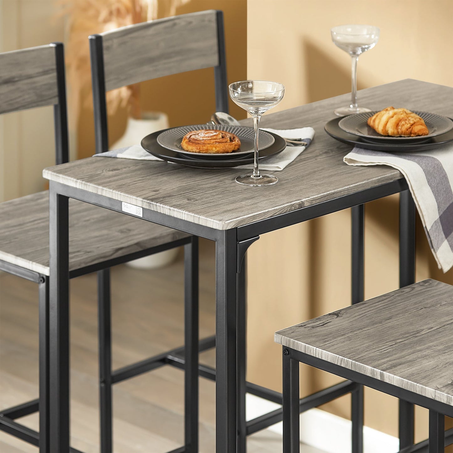 SoBuy Eettafelset OGT14-N - 1 Tafel met 4 Stoelen - 100 x 45 x 87 cm - MDF