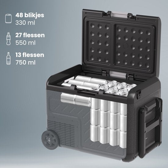 Auronic Elektrische Koelbox - Compressor - Met Wielen - 12V 230 Volt - Auto - 40L - Frigobox - Zwart/Grijs