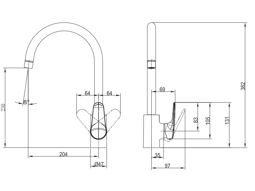 Villeroy & Boch Keukenkraan VB-100 - Hoge Uitloop - Zwart - 22 x 10,5 x 41,8 cm