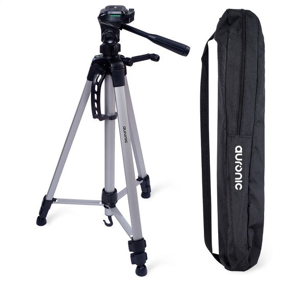 Auronic Statief - Camera - Telefoon - Iphone - Tripod met Smartphonehouder - Zilvergrijs