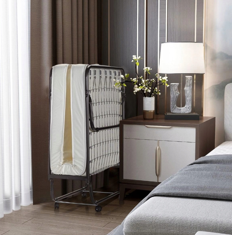 costway metalen opklapbed - 1 persoons - met matras