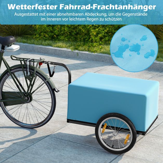 Coast Fietskar Zwart/Blauw – Opvouwbare Bagagekar met Afdekhoes, Koppeling en Reflectoren – 145,5 x 61 x 58 cm
