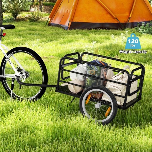 Coast Fietskar Zwart/Blauw – Opvouwbare Bagagekar met Afdekhoes, Koppeling en Reflectoren – 145,5 x 61 x 58 cm
