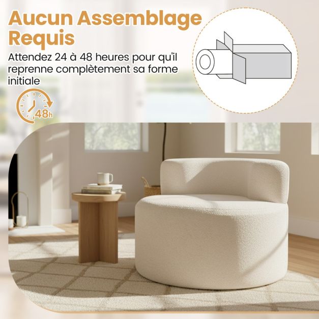 Coast Zitzak - Peervormig - Pluche - Rugleuning - 82x82x59 cm - Wit