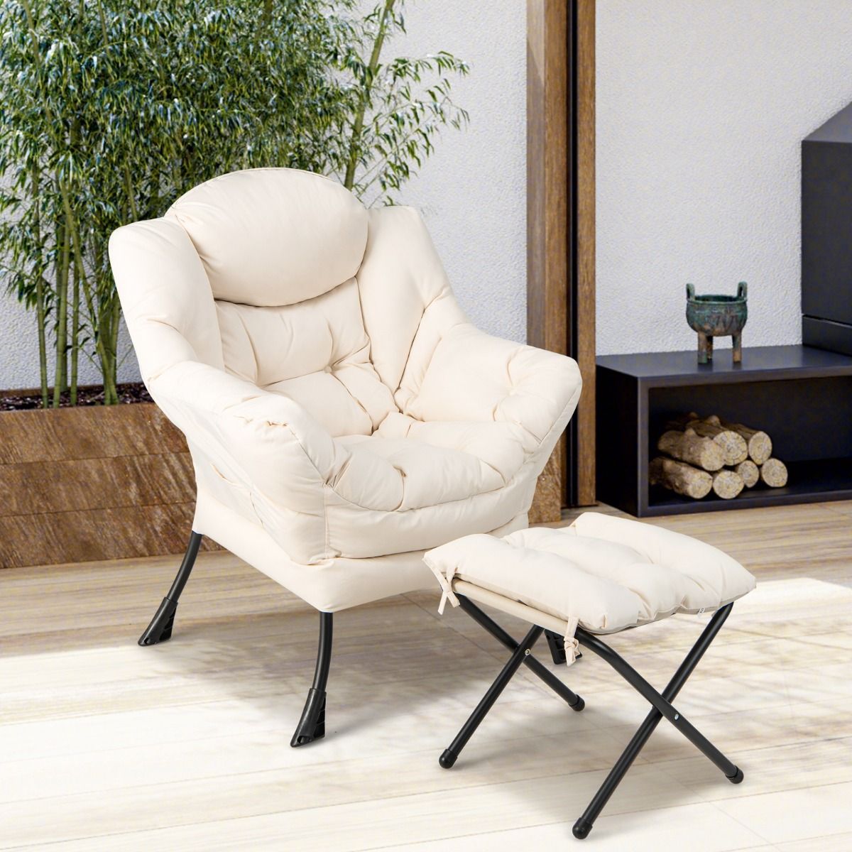Coast Fauteuil met Voetenkruk - 150 kg Draagvermogen - 75 x 81 x 94.5 cm - Beige
