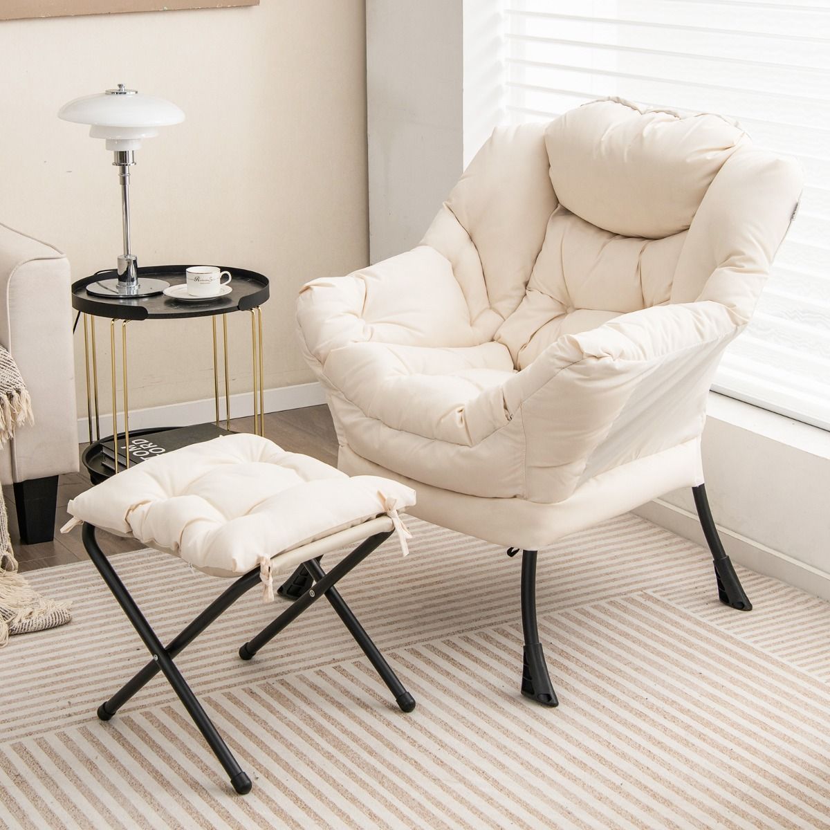 Coast Fauteuil met Voetenkruk - 150 kg Draagvermogen - 75 x 81 x 94.5 cm - Beige