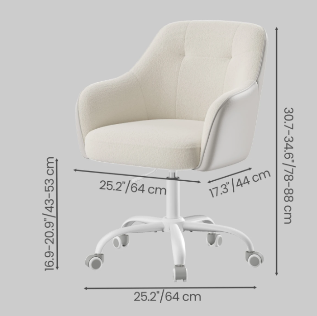 Ochama Bureaustoel Sherpa Stof - Cappuccino Beige - Verstelbare Hoogte 78-88 cm