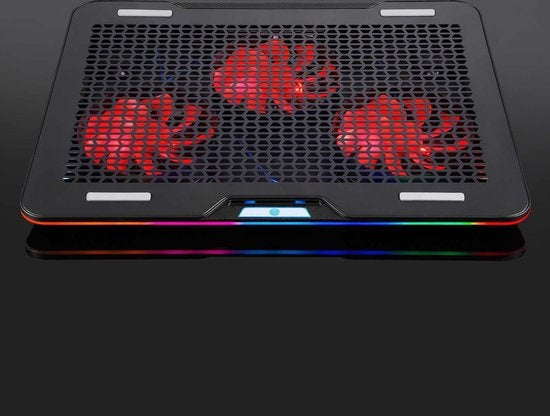 Fuegobird Laptop Cooler - Laptophouder en koeler - 3 ventilatoren - Verstelbaar - RGB - Max 17 inch - Zwart